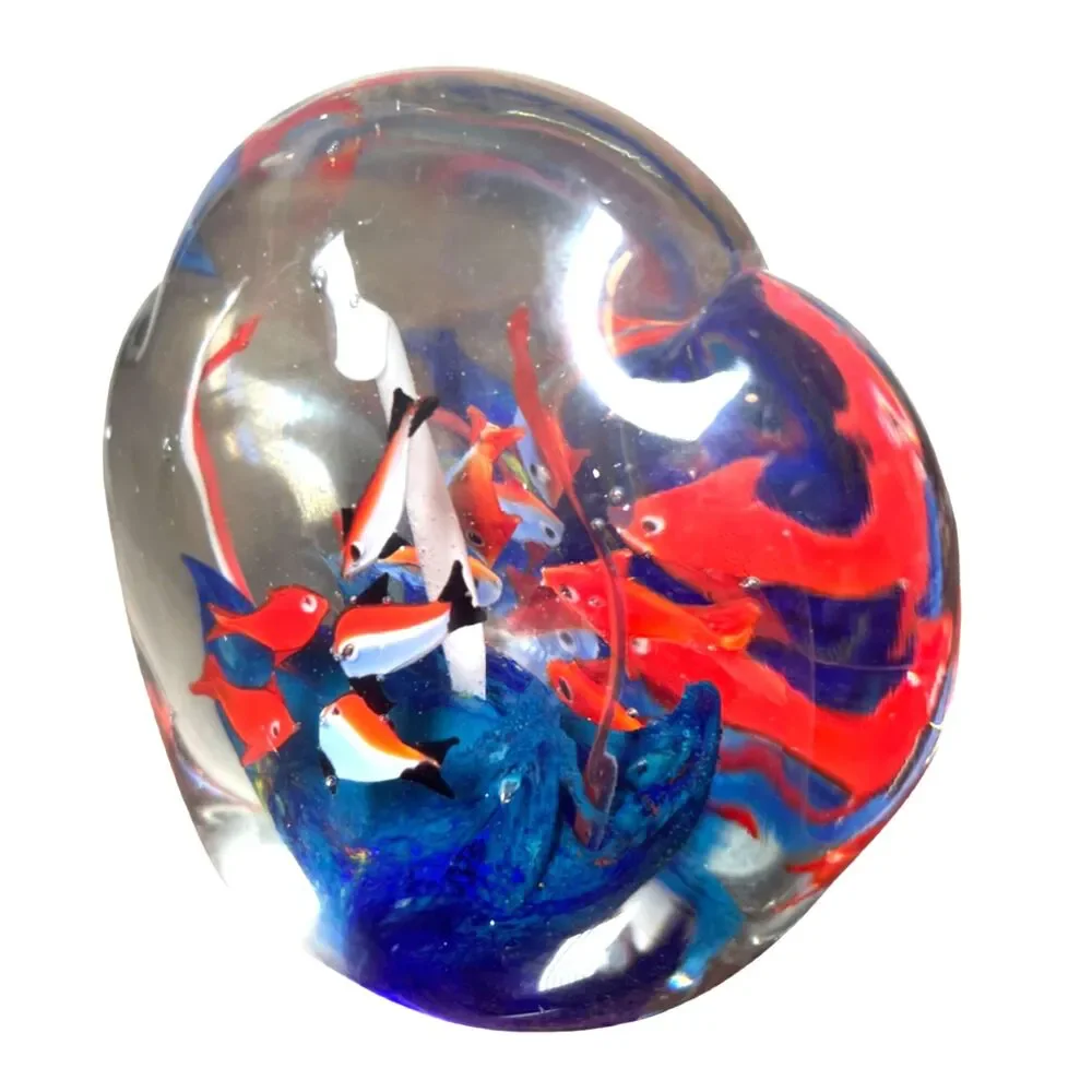 Art Glass Fish Aquarium Paperweight Sculpture Murano Style 5.5